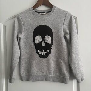 boys sweatshirt- Gray H&M sequin skull 8-10Y
